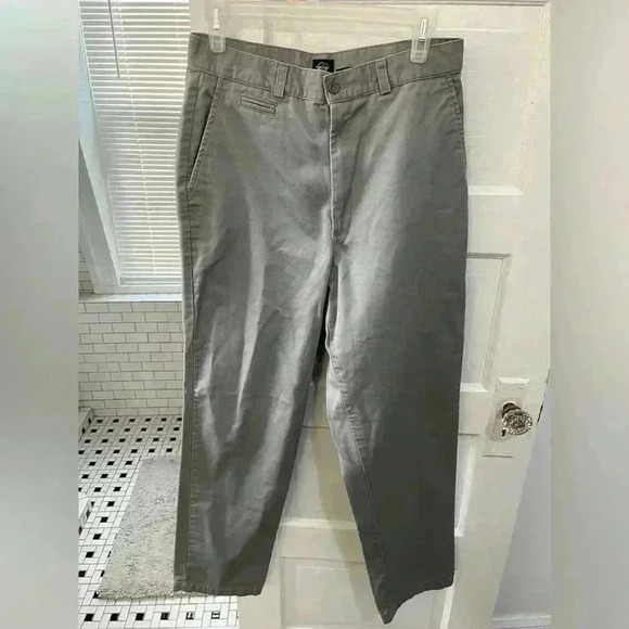 Dockers grey flat front khaki business casual slacks / pants size 12 - Picture 1 of 9